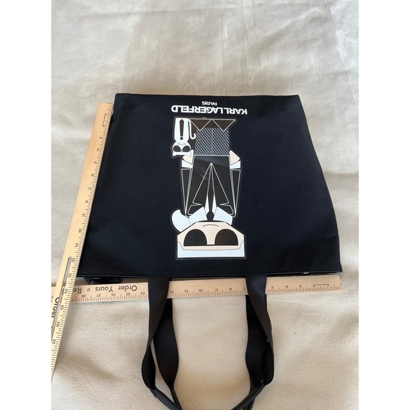 Karl Lagerfeld Paris Black Tote Bag Karl and Choupette Graphic LH0AG807 - Picture 10 of 16